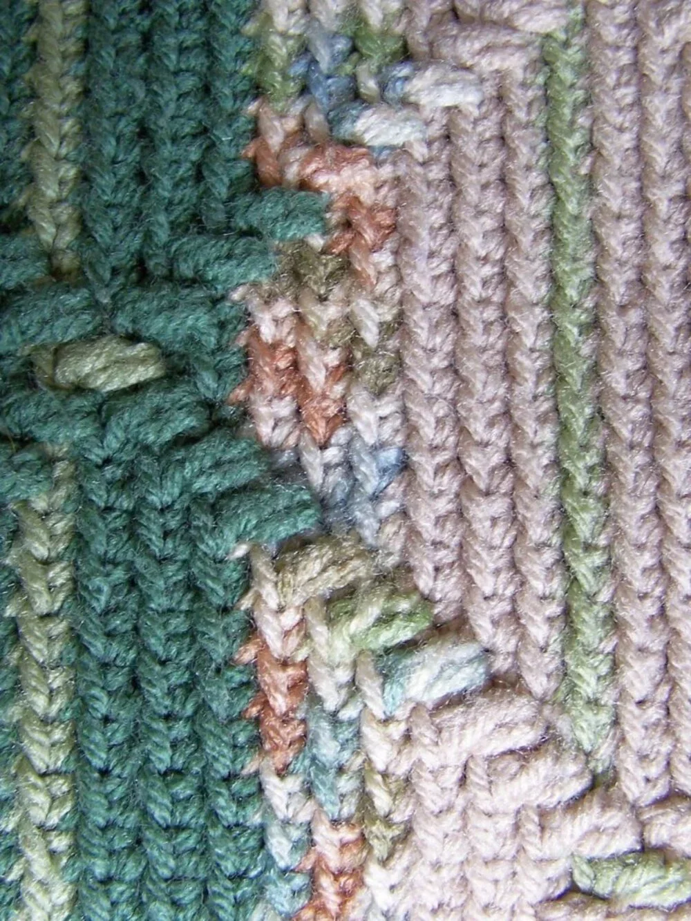 Earth Tone Striped Crochet Afghan with Fringe (41x77